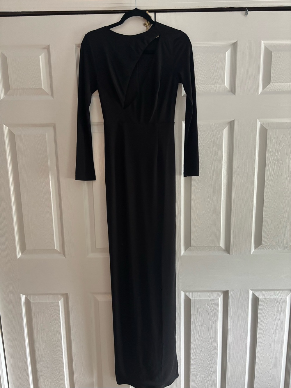 Abyss By Abby Black Long-Sleeve Maxi Dress with Draped Neckline